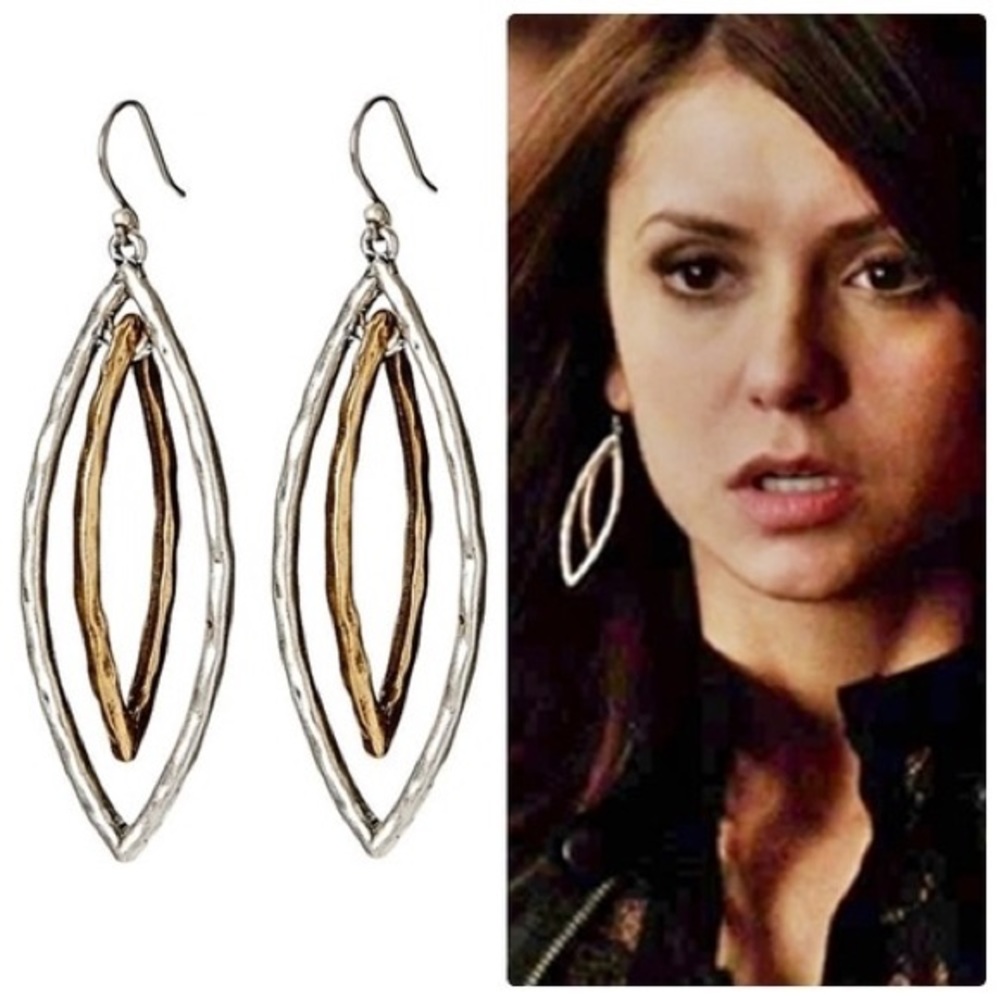 Lucky Brand 2 tone oblong earrings